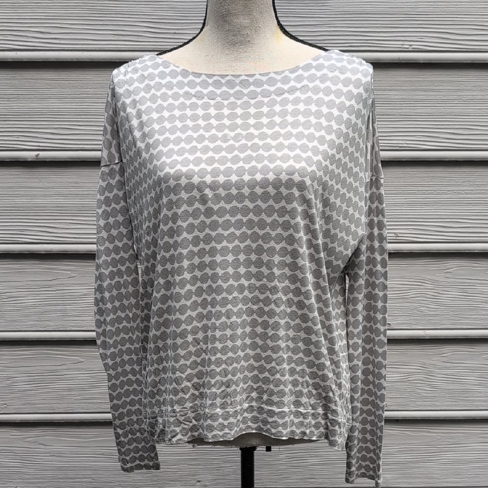 Loft Polka Dot Shirt | Loft Polka Dot Top | Loft Back Zip Long Sleeve Top